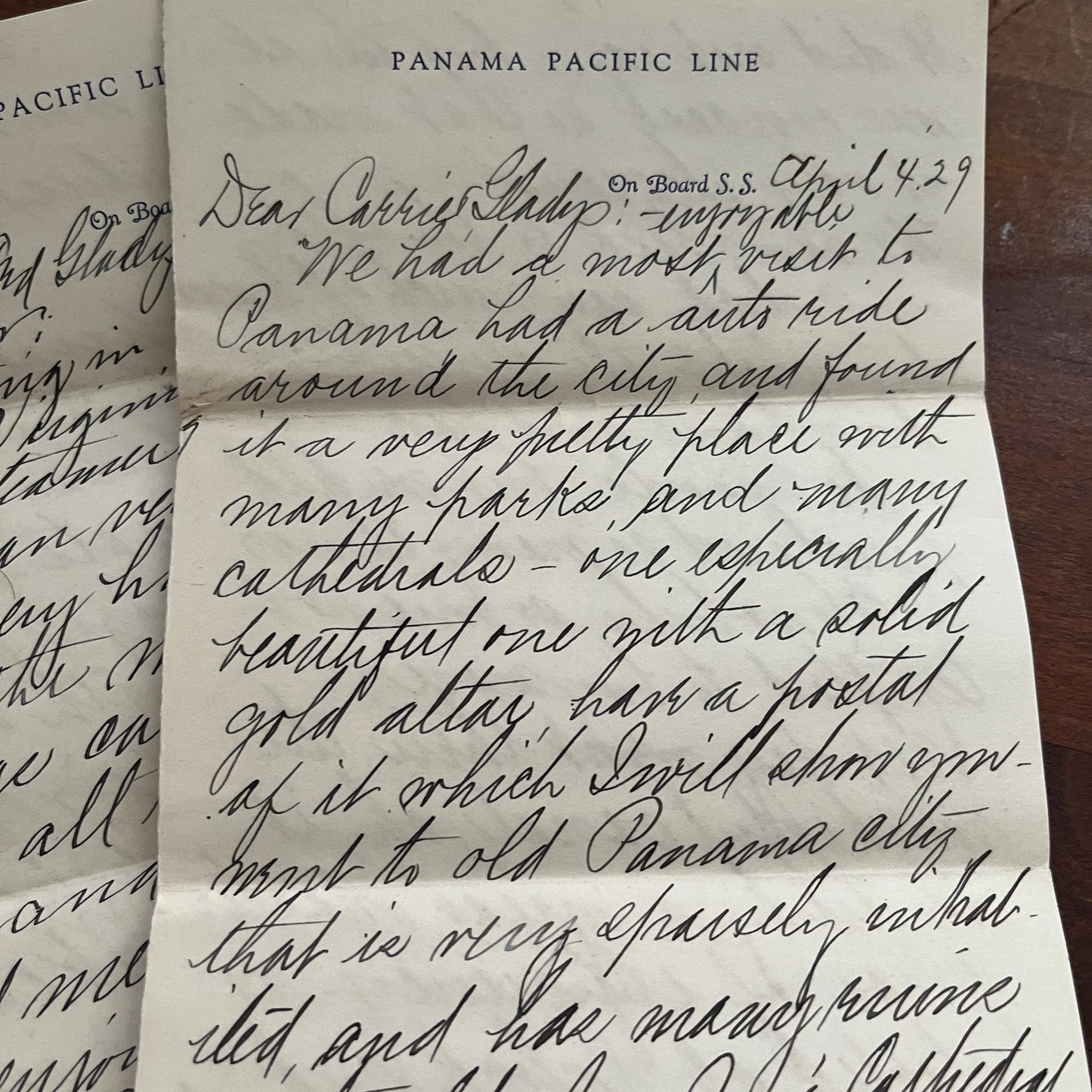Lot of 4 Handwritten Letters Panama Pacific Lines SS Virginia Mar-Apr 1929 AF4