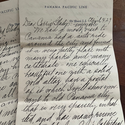 Lot of 4 Handwritten Letters Panama Pacific Lines SS Virginia Mar-Apr 1929 AF4