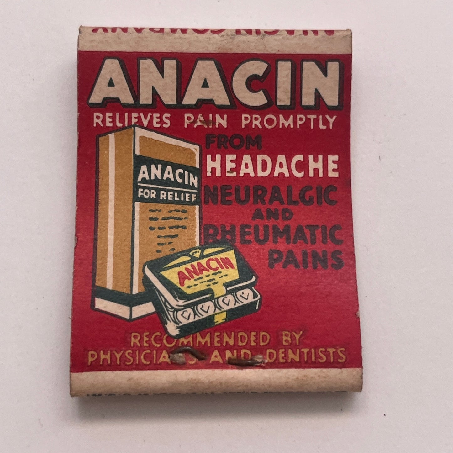 Anacin Headache Relief Vintage Matchbook Cover TB8-MB2-8