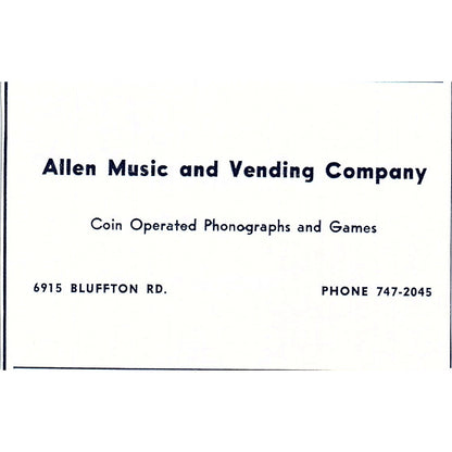 Allen Music & Vending Company 6915 Bluffton Rd Ft. Wayne Indiana 1964 Ad AG1-S18