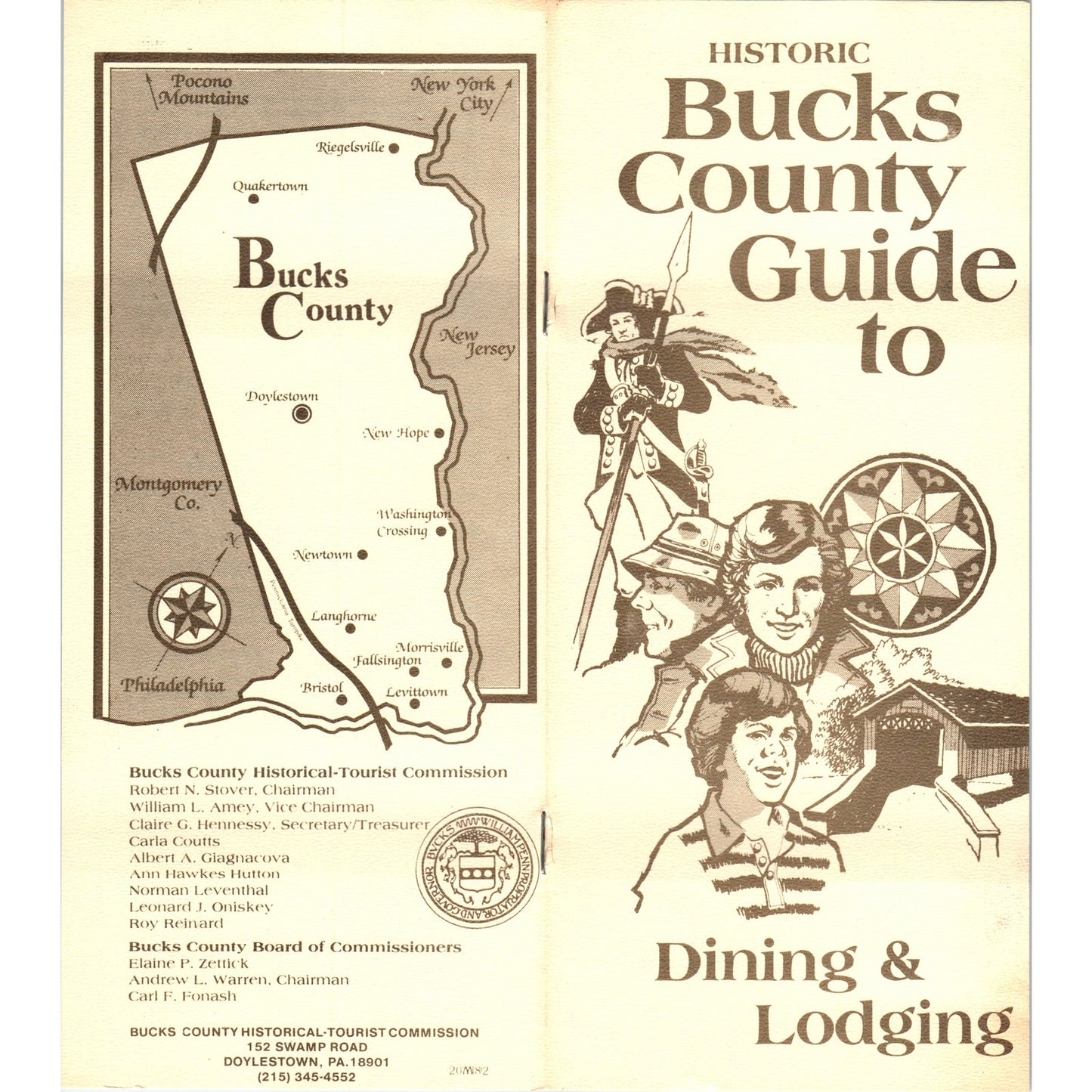 1970s Bucks County Guide to Dining and Lodging PA Travel Brochure TF4-BB