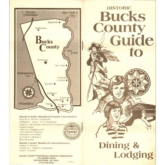 1970s Bucks County Guide to Dining and Lodging PA Travel Brochure TF4-BB