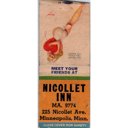 Nicollet Inn Minneapolis MN Pinup Vintage Matchbook Cover SD4-Y1
