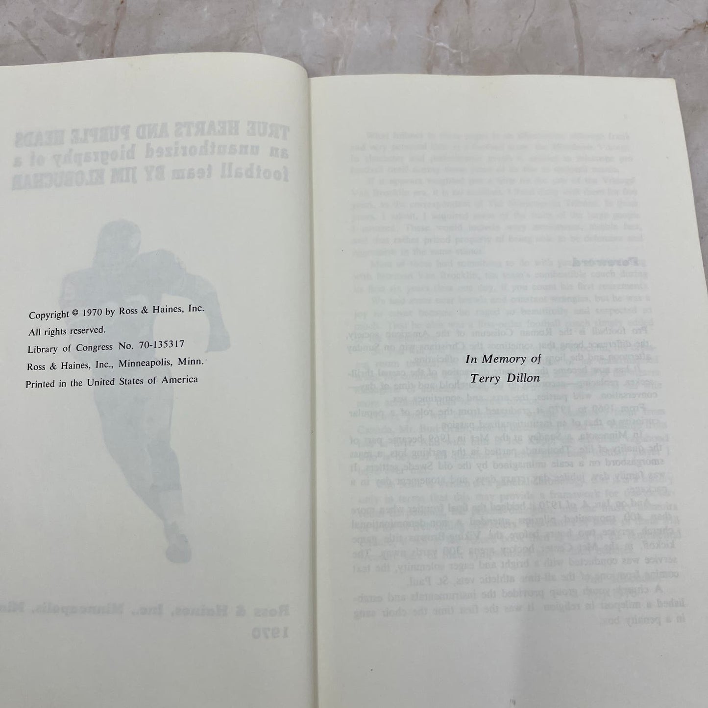 True Hearts and Purple Heads SIGNED Jim Klobuchar 1970 1st Print TI9