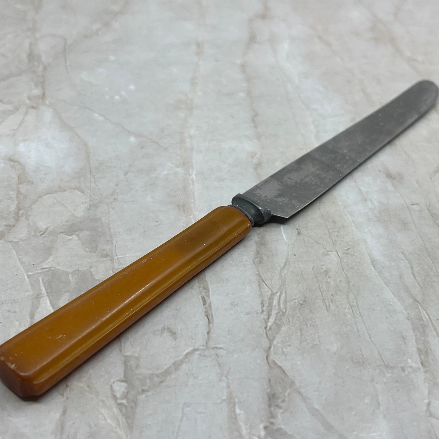 Vtg Robinson Knife Co Butterscotch Bakelite 9” Butter Knife Stainless Steel SB3
