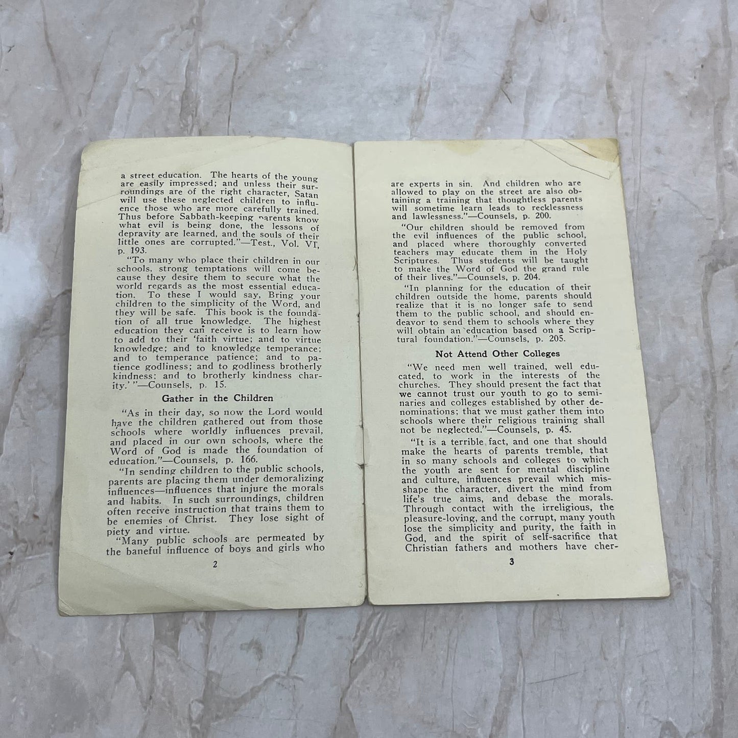 c1920 Tract Separation from World in Education Washington College Press TG9-E1