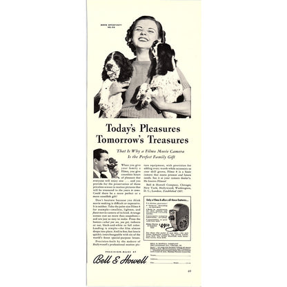 Bell & Howell Filmo Movie Camera Cocker Spaniels 1940 Ad V14-8