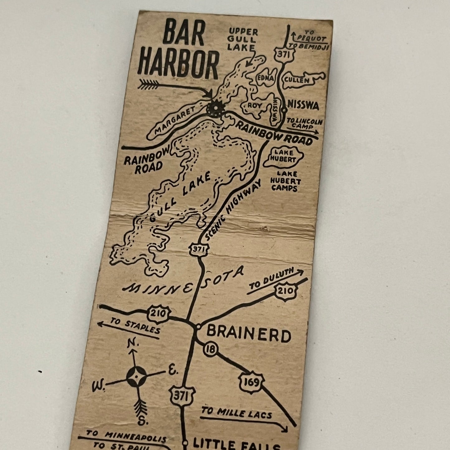 Bar Harbor Dine & Dance Gull Lake Erv Anderson MN Vintage Matchbook MB59-1