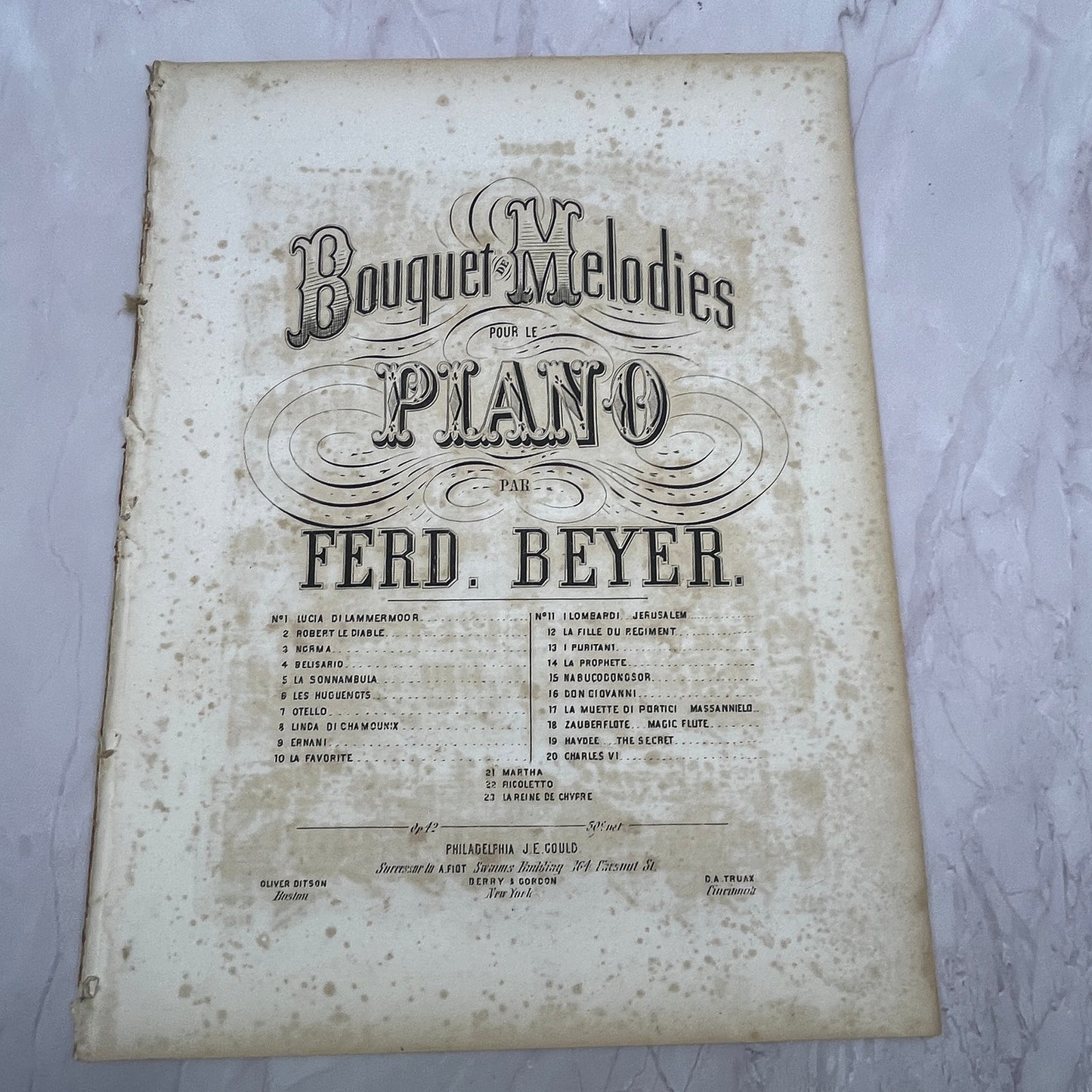 c1860 Bouquet of Melodies Ernani Ferd. Beyer Sheet Music V16