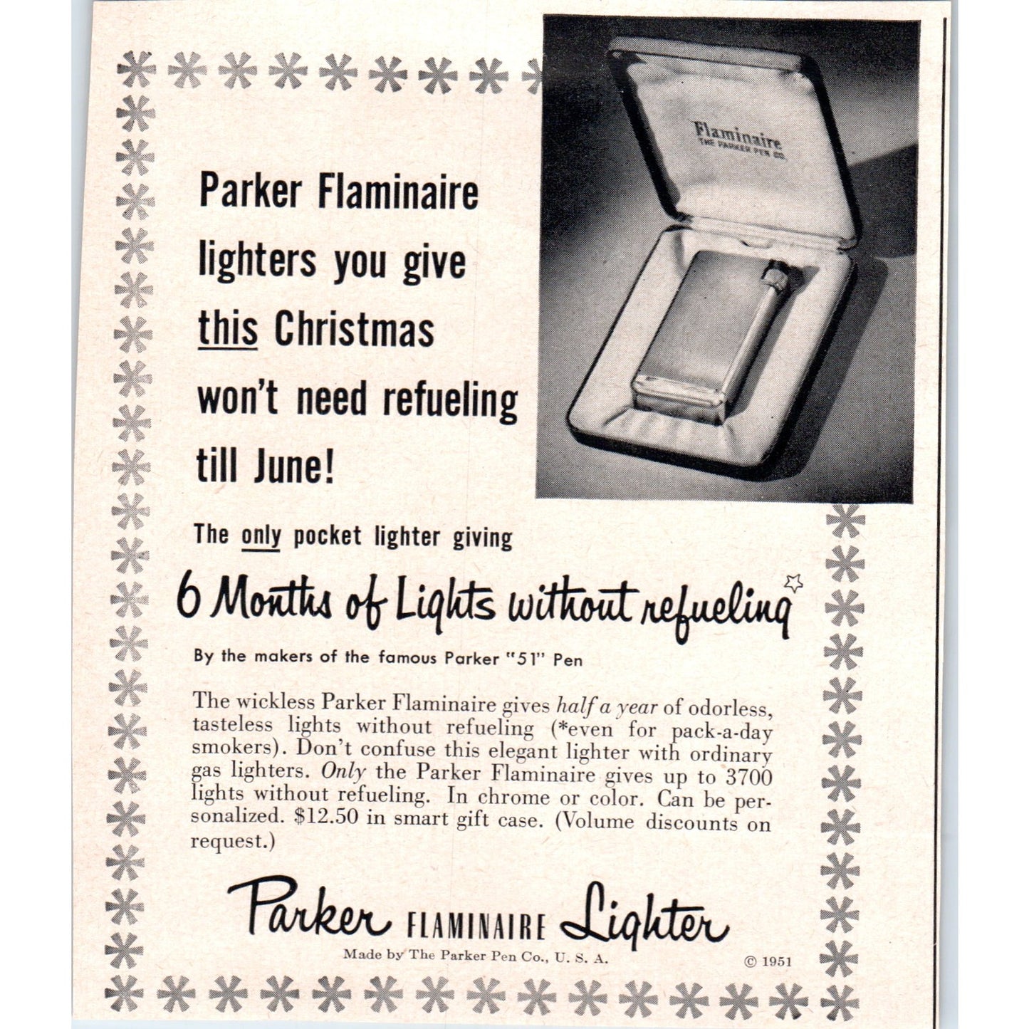 Parker Flaminaire Lighter 1951 Magazine Ad AF1-MF1