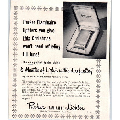 Parker Flaminaire Lighter 1951 Magazine Ad AF1-MF1