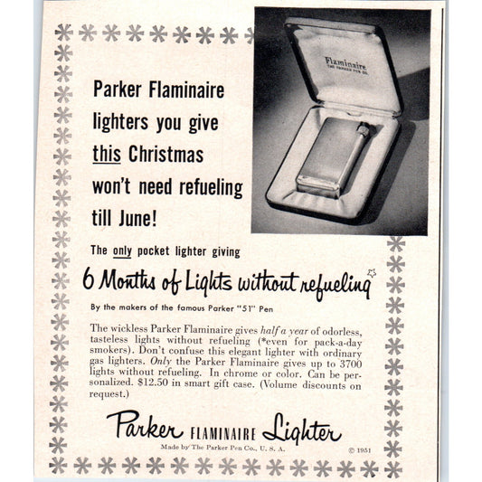 Parker Flaminaire Lighter 1951 Magazine Ad AF1-MF1