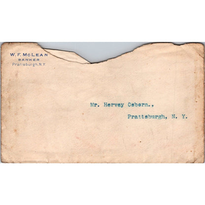 W.F. McLean Banker Prattsburgh NY 1899 Letter and Envelope C30