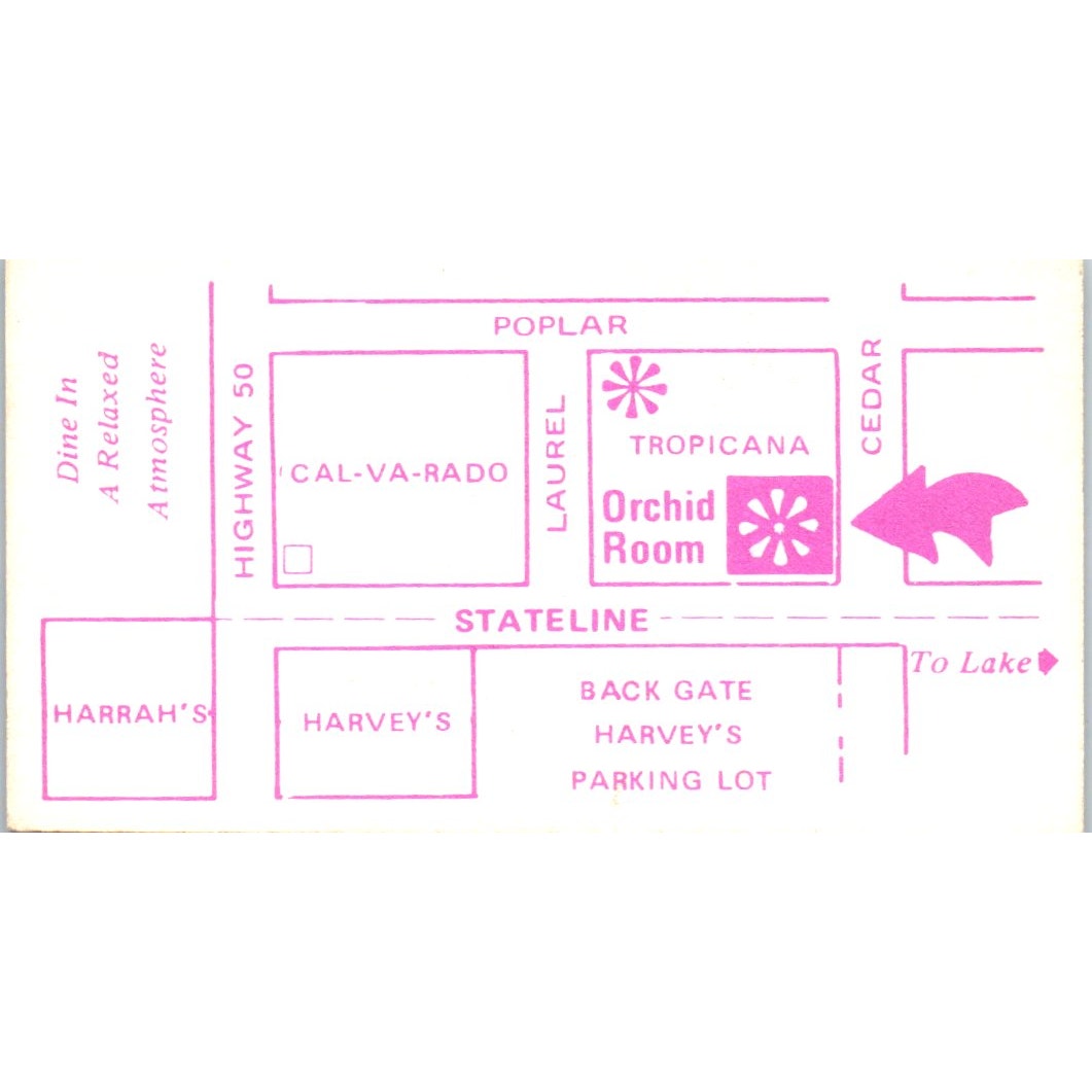 Tropicana Motel Orchid Room Steve & Nancy Halma Lake Tahoe Business Card SD8-B7