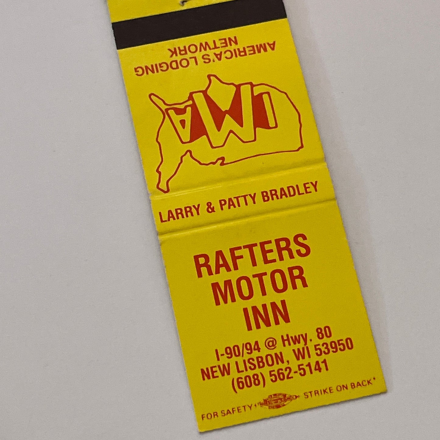 Rafters Motor Inn New Lisbon WI Vintage Matchbook Cover TB6-MB2-2