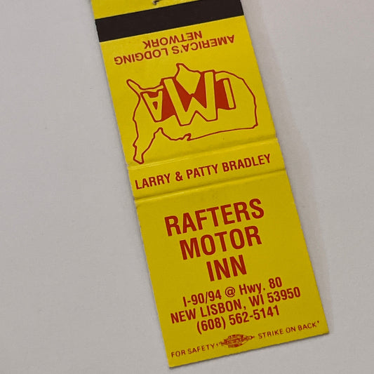 Rafters Motor Inn New Lisbon WI Vintage Matchbook Cover TB6-MB2-2