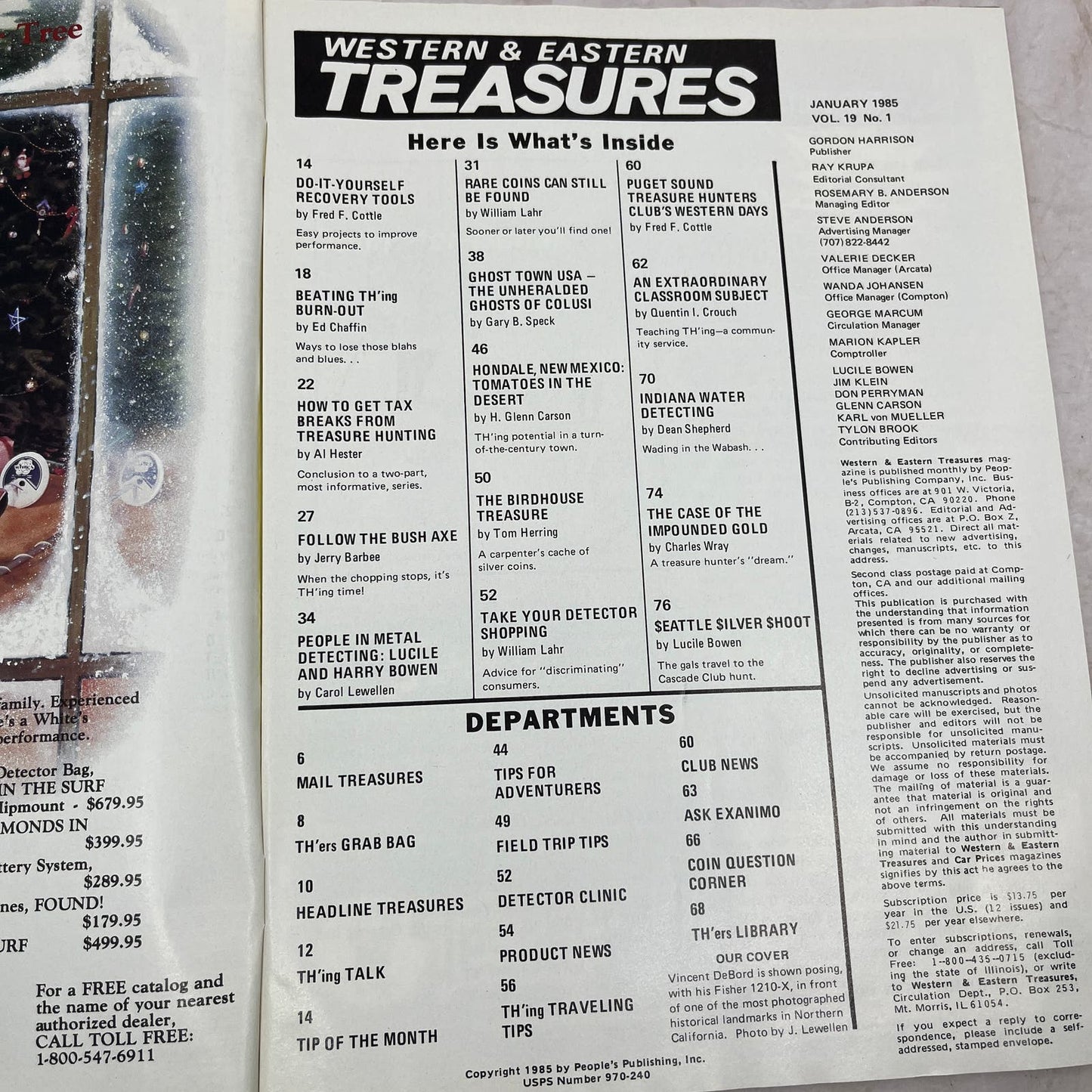 1985 Jan - Western & Eastern Treasures Magazine - Treasure Hunting Gold M12