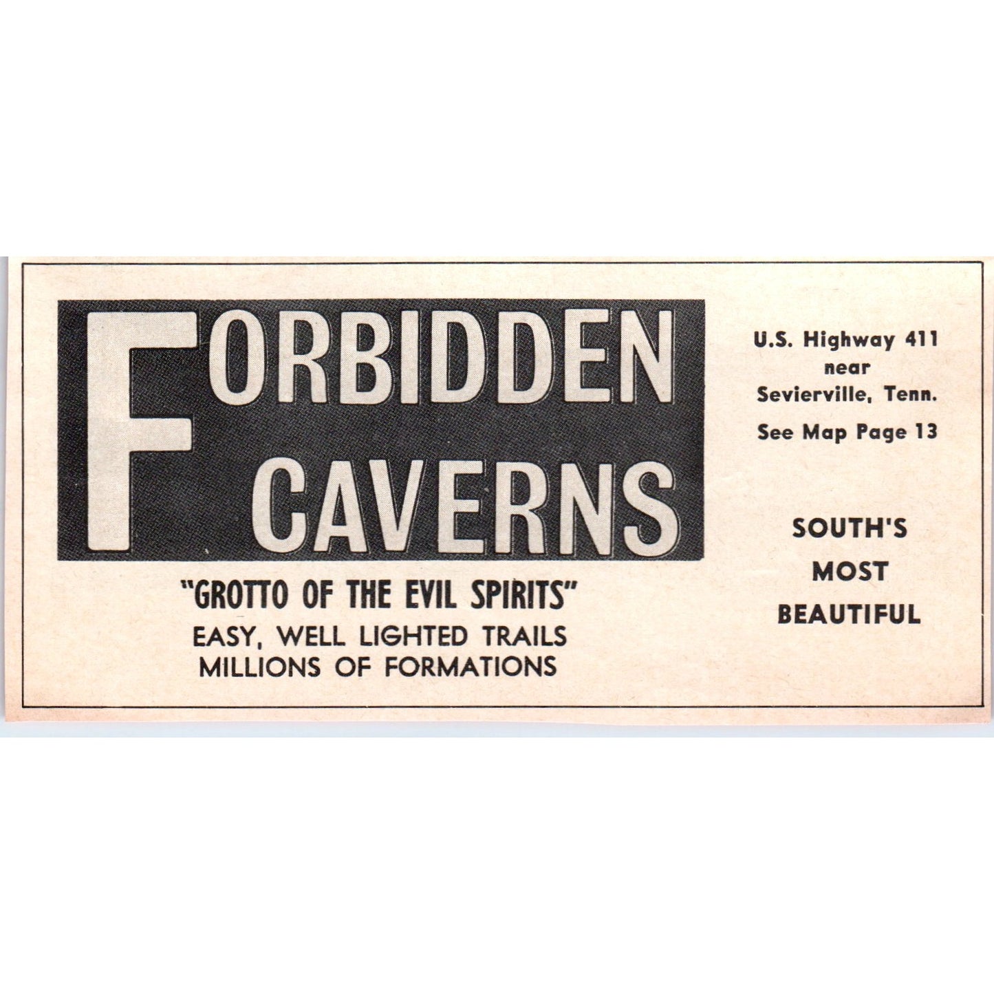 Forbidden Caverns Sevierville TN 1973 Magazine Ad AD8-B9
