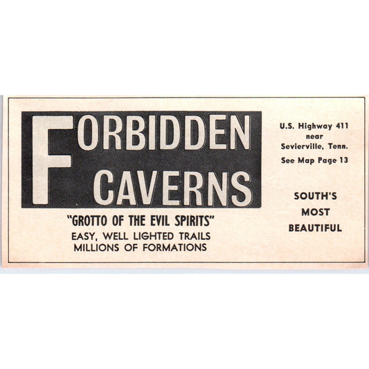 Forbidden Caverns Sevierville TN 1973 Magazine Ad AD8-B9