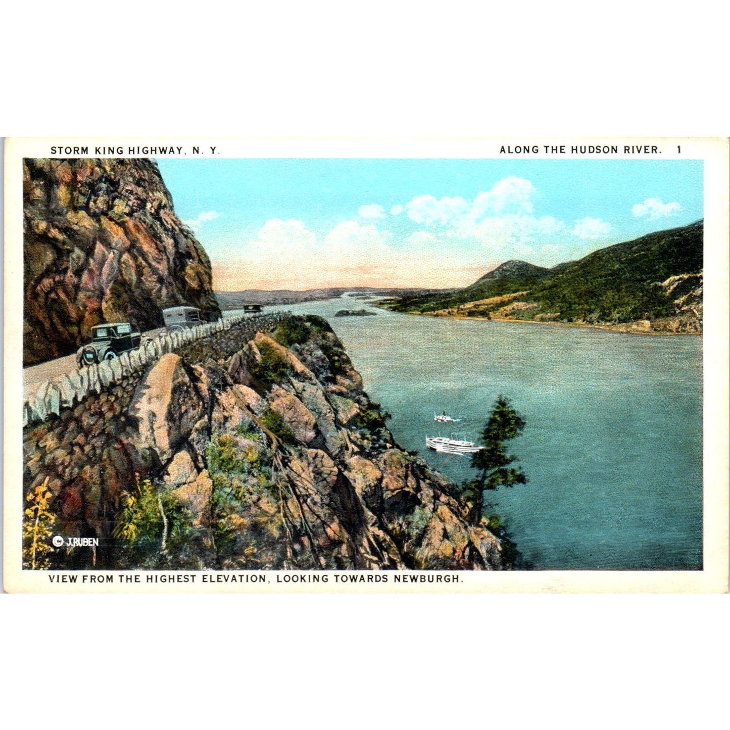 Storm King Highway Along the Hudson River New York Vintage Postcard PD3