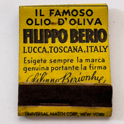 Olive Oil Filippo Berio Lucca Toscana Italy Vintage Matchbook Cover TB8-MB3-8