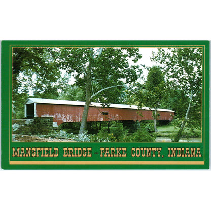 Mansfield Parke County 5 J.J. Daniels IN Vintage Covered Bridge Postcard PC15