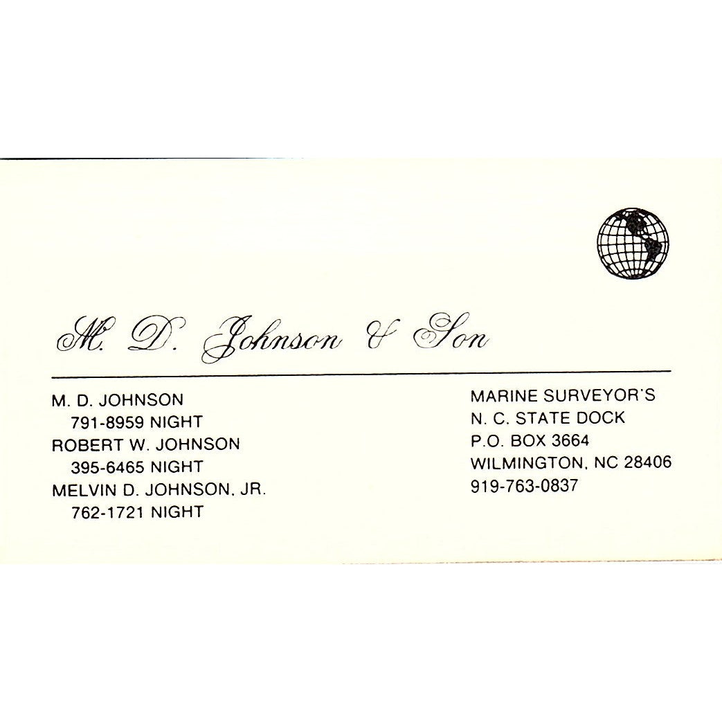 M.D. Johnson & Son Melvin Johnson Jr. Houston TX Vintage Business Card SSB4-B13