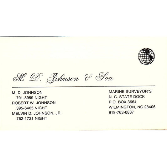M.D. Johnson & Son Melvin Johnson Jr. Houston TX Vintage Business Card SSB4-B13