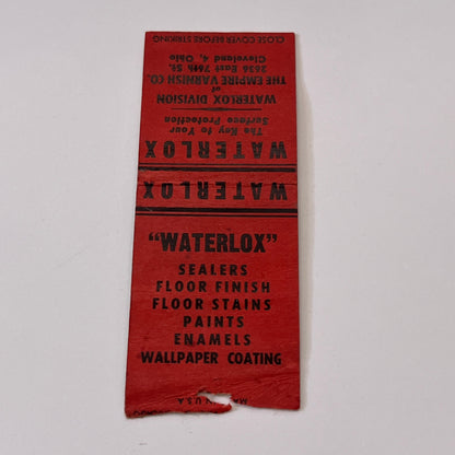 The Empire Varnish Co Cleveland OH Waterlox Vintage Matchbook Cover TB6-MB1-15