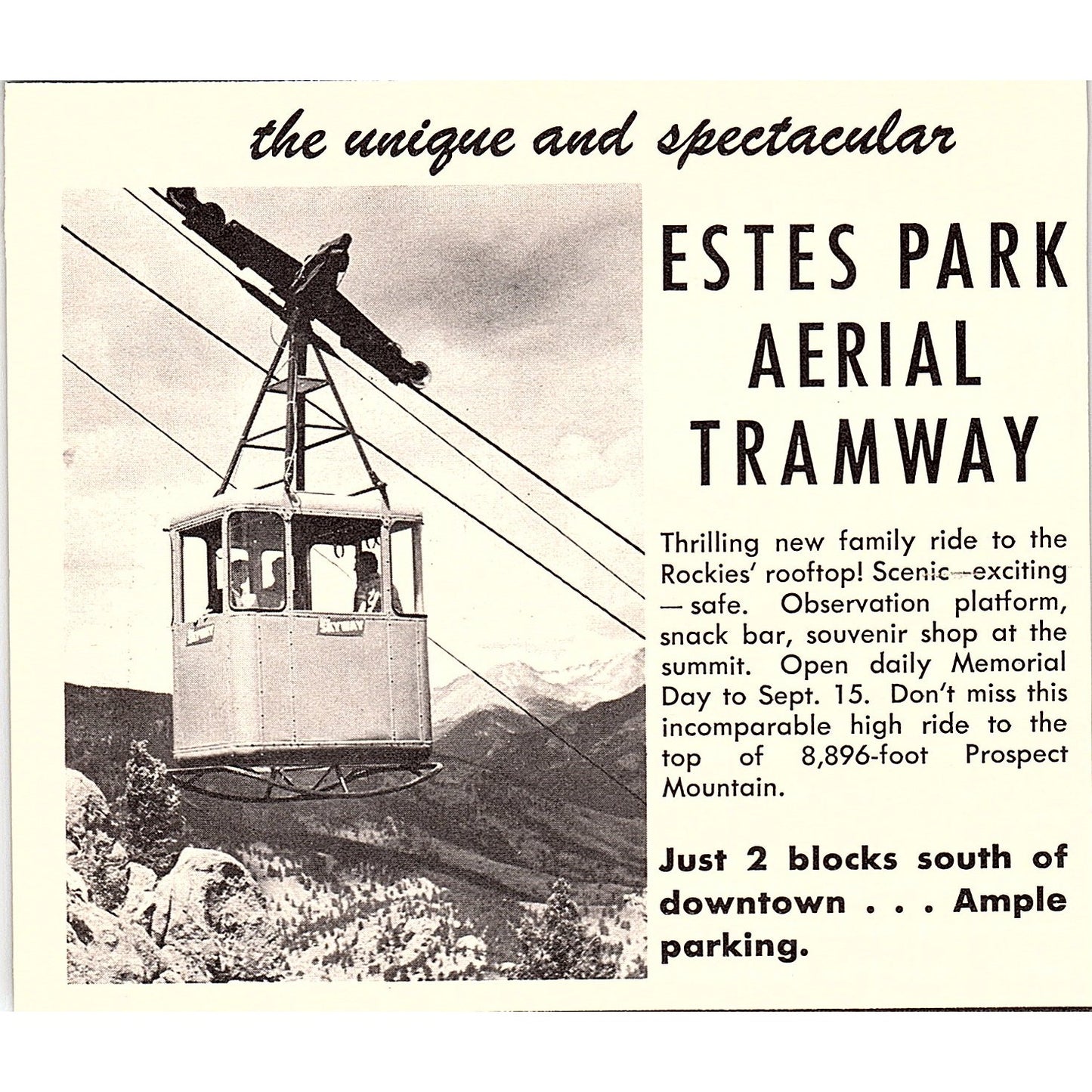 The Range Restaurant, Estes Park Aerial Tramway  Estes Park CO 1958 Ad AG1-H1