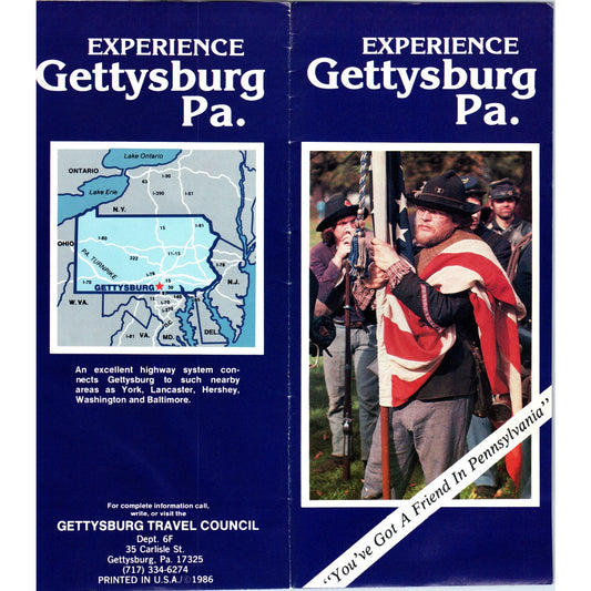 1970s Experience Gettysburg PA Map and Fold Out Travel Brochure TF4-BB