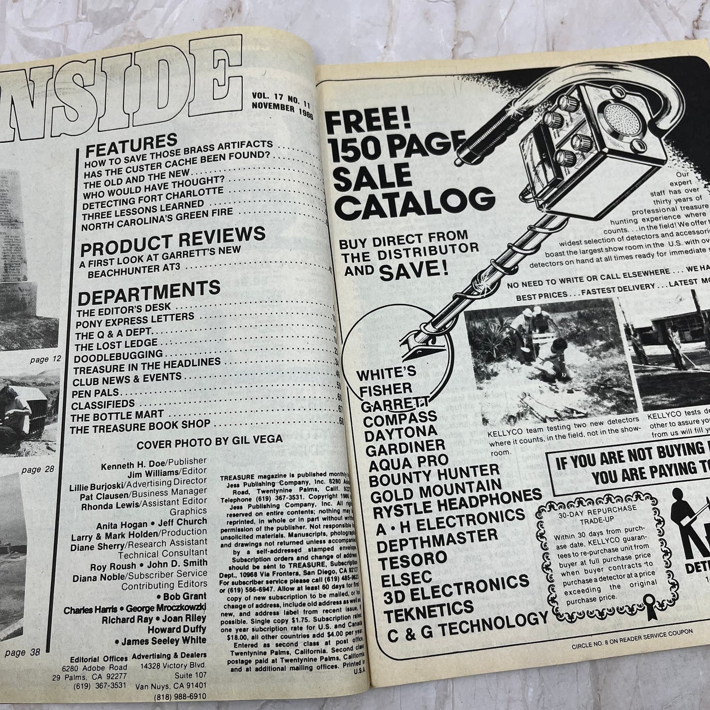 1986 Nov - Treasure Magazine - Treasure Hunting Metal Detecting Gold Coins M10