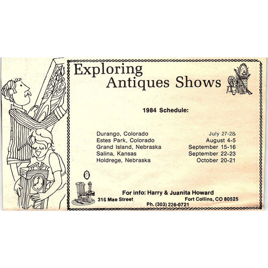 Harry & Juanita Howard 1984 Antique Show Schedule Fort Collins CO 1984 Ad AG1-3