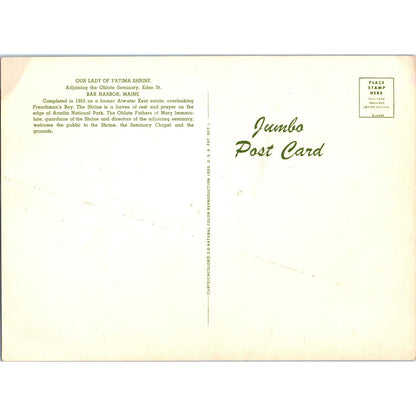 Our Lady of Fatima Shrine Bar Harbor Maine Jumbo Vintage Postcard AE9-X3