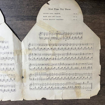 Original 1892 Harrison's Campaign March Die Cut Sheet Music E. Rose Prime V14-1