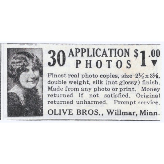 Olive Bros Willmar MN 30 Application Photos 1930s Magazine Advertisement AE4-I3