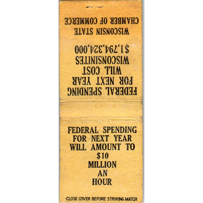 Wisconsin State Chamber of Commerce Federal Spending Political Matchbook SD4-Y8