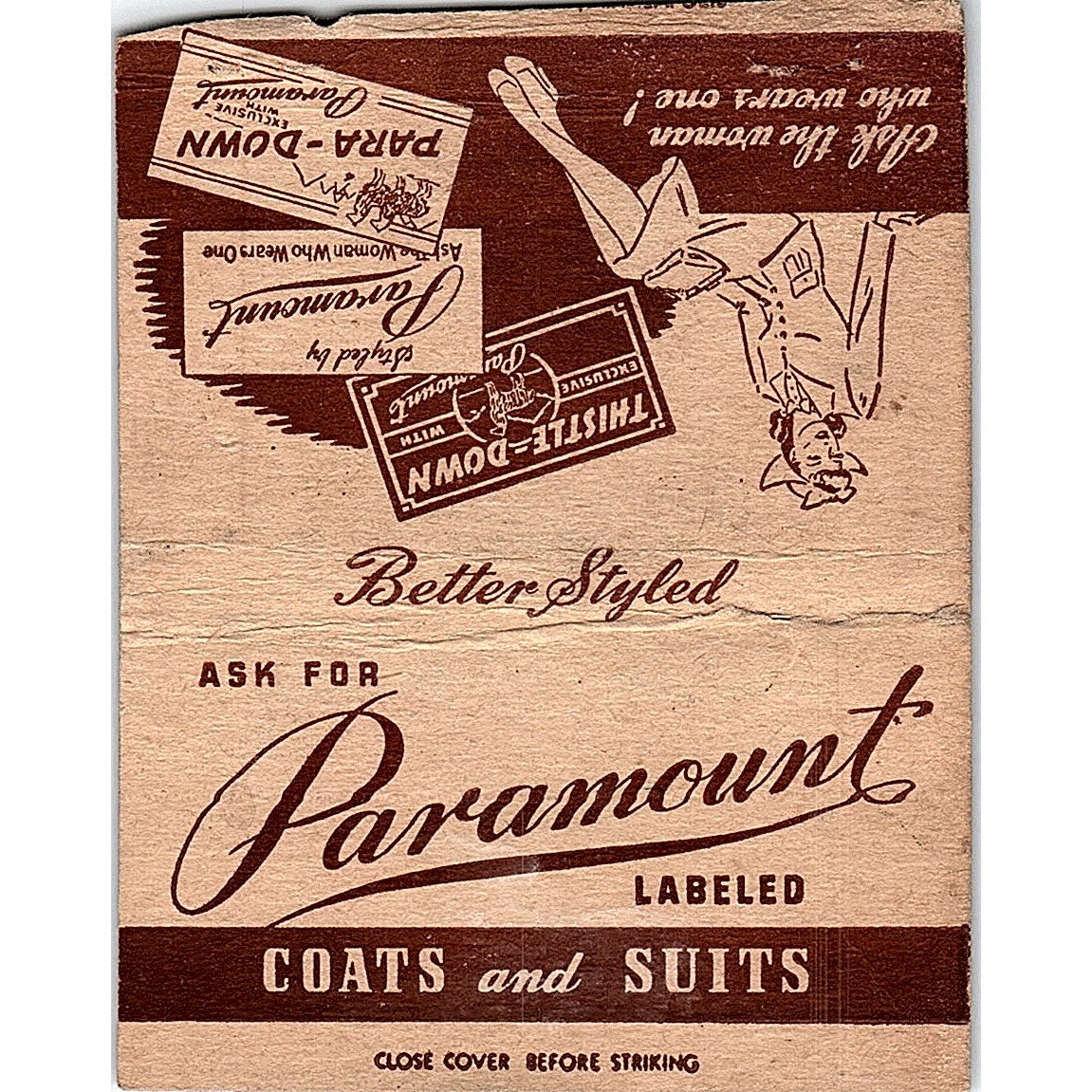 Paramount Coats and Suits Vintage Large Matchbook Cover TH2-Y2