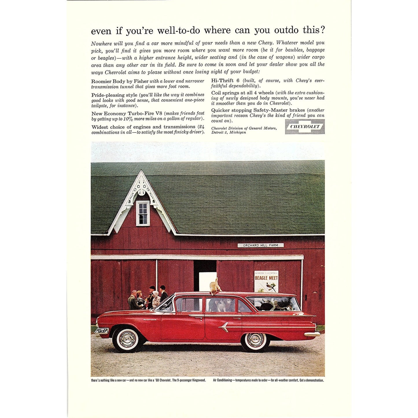 1960 Chevrolet 9-Passenger Kingswood Vintage Magazine Ad 6x10 V9