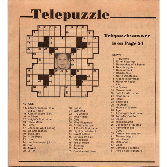Telepuzzle Crossword Puzzle 1981 Ft. Myers News-Press Airwaves Clipping AI5-5