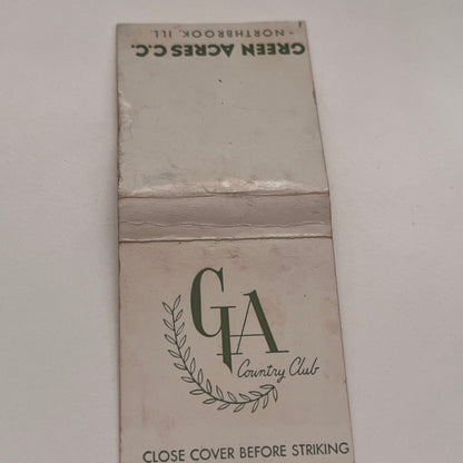 Green Acres Country Club Northbrook IL Vintage Matchbook Cover TB8-MB2-3
