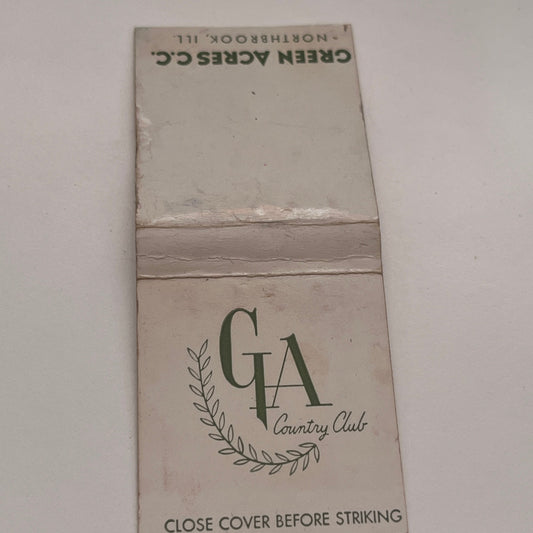 Green Acres Country Club Northbrook IL Vintage Matchbook Cover TB8-MB2-3