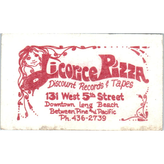 Licorice Pizza Records & Tapes Long Beach CA Vintage Business Card SD8-B20