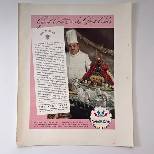 The Normandie French Line Steamer to England and France 1935 Ad V1-5