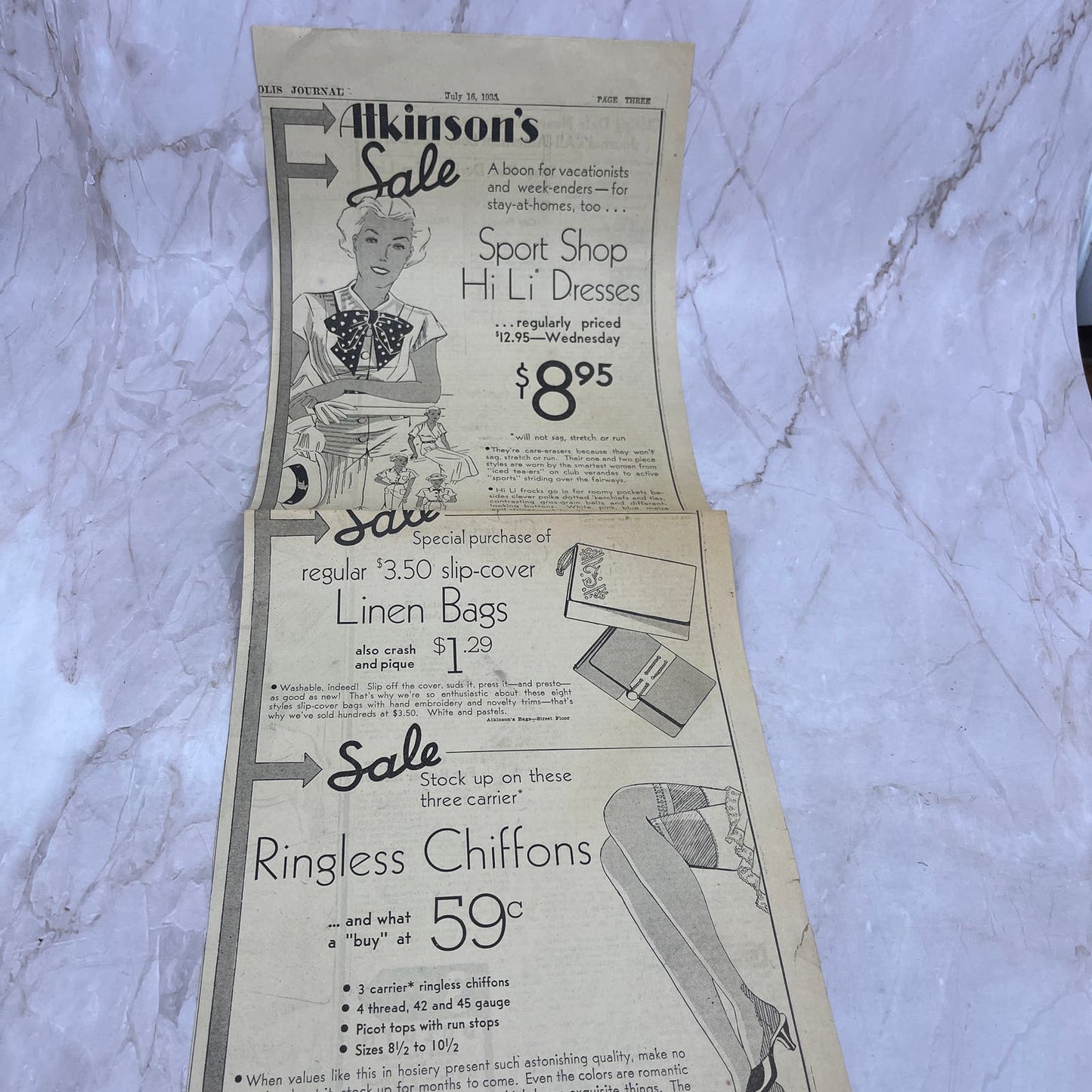 Atkinsons Department Store 8x18" 1935 Minneapolis Journal Advertisement D10