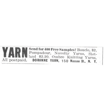 Doranne Yarn 400 Free Samples New York NY 1936 Ad SAG4-S12