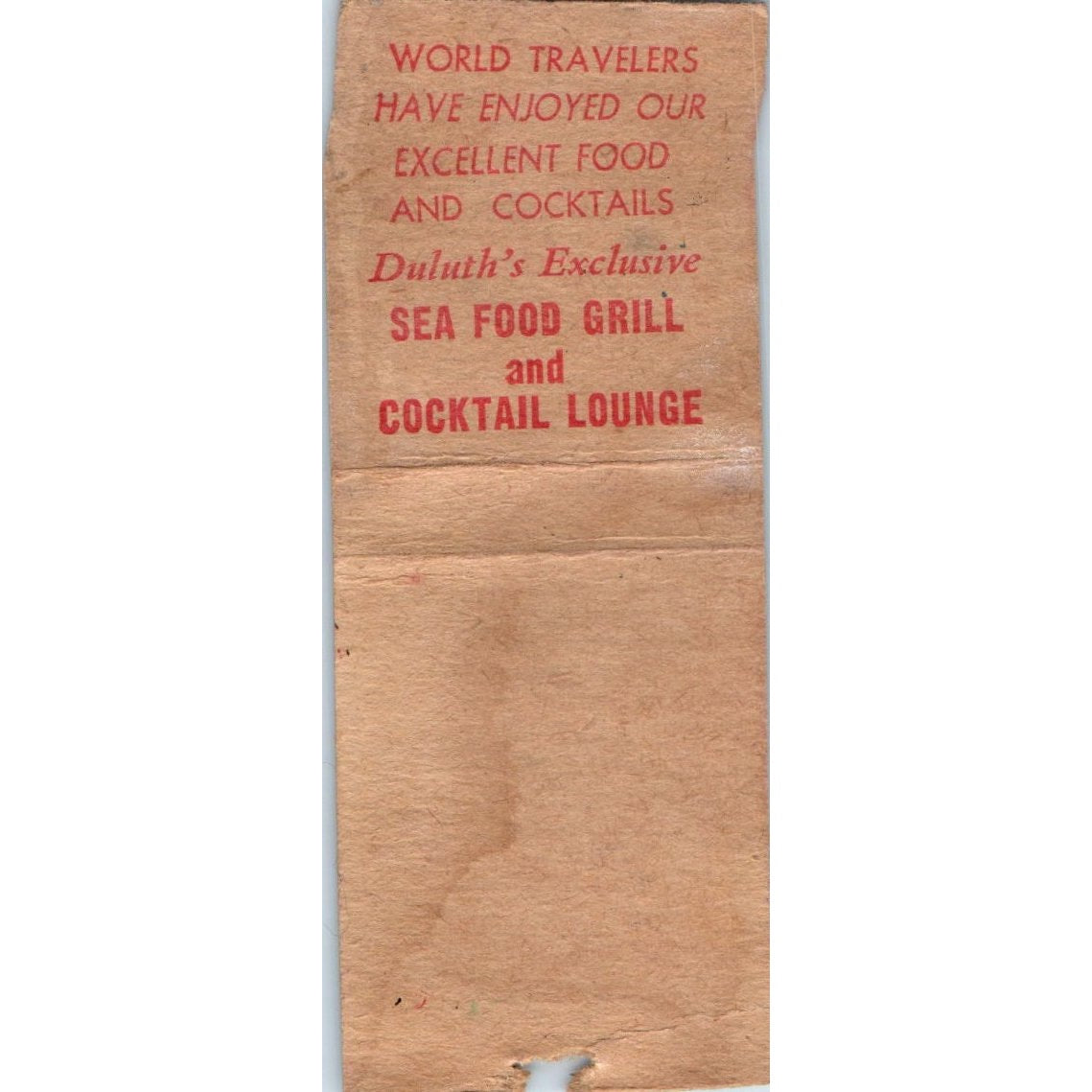 The Jolly Fisher Seafood Duluth MN Vintage Matchbook Cover SD4-Y3