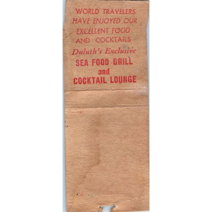 The Jolly Fisher Seafood Duluth MN Vintage Matchbook Cover SD4-Y3