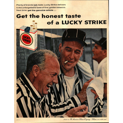 1950s Lucky Strike Football Referees Magazine Ad 9.5x13" V1-1