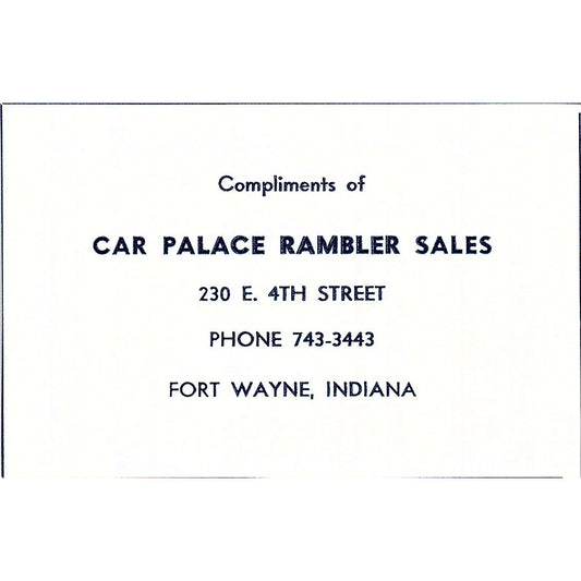 Car Palace Rambler Sales 230 E 4th St Fort Wayne Indiana 1964 Ad AG1-M7